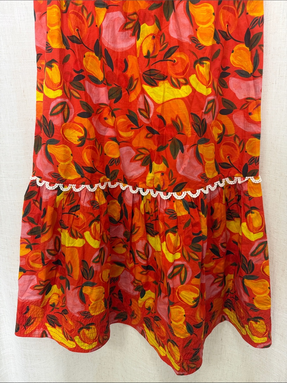 Farm Rio Anthropologie Floral Red Tiered Midi Skirt Size Medium Brand New W/Tags - Picture 6 of 11